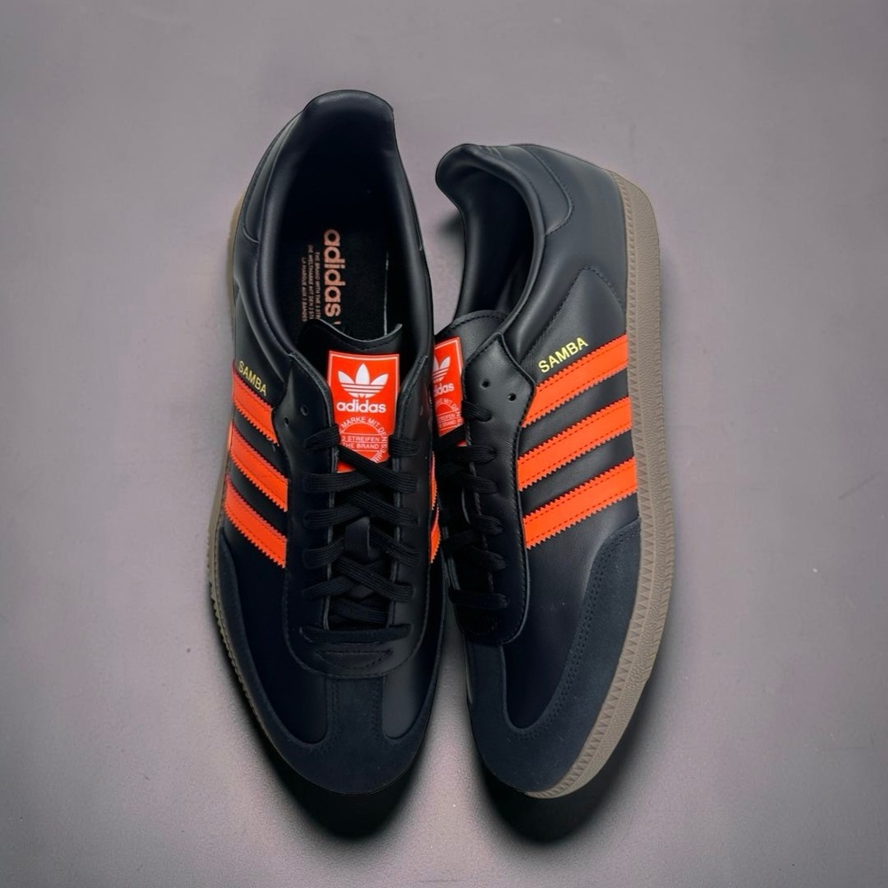 adidas Samba OG Core Black Impact Orange Gum Mens Shoes Size 14 Sneakers JR0910 - Picture 1 of 14